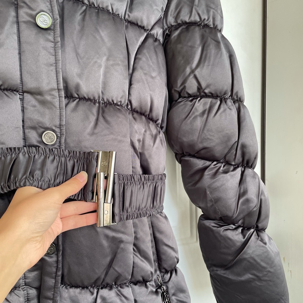 COOGI Puffer Longline Belted Coat with Faux Fur Removable Hood Quilted Jacket - Picture 3 of 16